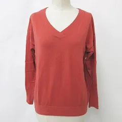 プラステ PLST ニット セーター 長袖 Vネック ドロップショルダー ウール 赤 レッド M