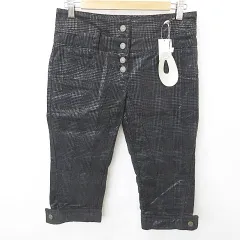 コユキ Koyuki クロップドパンツ ボタンダウン グレンチェック柄 黒 ブラック 38