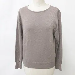アンタイトル UNTITLED ニット クルーネック 長袖 ラメ ブラウン 茶 2