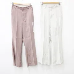 ジーユー GU パンツ 2枚セット ロング丈 スリット 白 ピンク ホワイト S