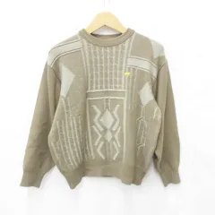 ゴールデンベア GOLDEN BEAR セーター ニット 長袖 総柄 ロゴ 刺繍 ブラウン ベージュ 茶 M