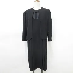 Ledy's Meitetsu フォーマル ブラックフォーマル セットアップ ジャケット ワンピース 長袖 ノーカラー ロング リボン 黒 ブラック 11