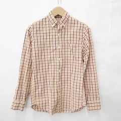 ジェイクルー J.CREW シャツ カジュアルシャツ 長袖 ボタンダウン チェック 綿 赤 オレンジ 白 レッド ホワイト XS