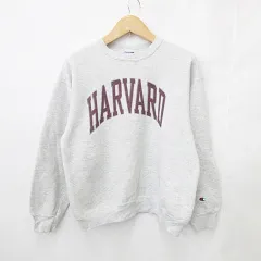 チャンピオン CHAMPION USA製 トレーナー 長袖 丸首 プリント ロゴ スウェット 裏起毛  杢グレー  L