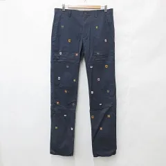 マンシングウェア MUNSINGWEAR ゴルフ スポーツウエア パンツ ストレッチ ロング 刺繍 総柄 紺 ネイビー 88