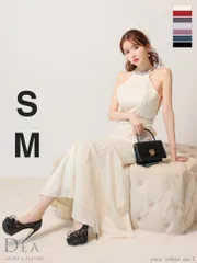 アイボリー [DE3505-IV-2412]Lサイズあり【DEA. by ROBE de FLEURS/ディアバイローブドフルール】ビジュー/ ワンカラー/ ホルターネック/ リボン/ フレア/ ロング丈/ ロングドレス/ キャバドレス/ AngelR