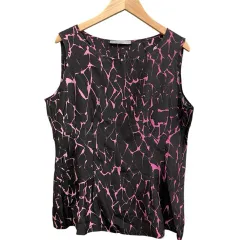 セオリーリュクス theory luxe シルクプリント柄ブラウス ノースリーブ サイドファスナー ピンク ブラウン サイズ40 L相当 