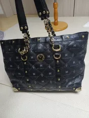 メトロシティ ブラック キルティング トートバッグ チェーン装飾