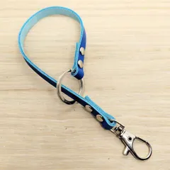 キーリング 細い 革 ブルー レザー キーホルダー バッグチャーム