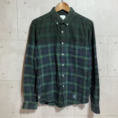 uniform experiment ユニフォームエクスペリメント チェックシャツ ボタンダウン 長袖 ネルシャツ トップス M グリーン 緑 ネイビー メンズ SG407-1