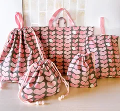 【匿名配送】ハンドメイド　入園入学5点セットNO.192  ハート柄