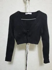 ザラ ブラック ショート カーディガン ニット