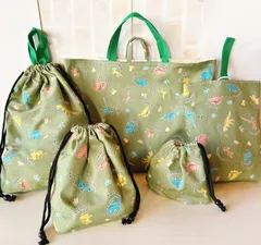 【匿名配送】ハンドメイド　入園入学5点セットNO.234 恐竜柄