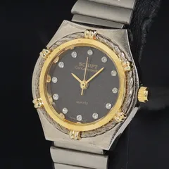 稼働 良品 ジェイアクシス 20/520 QZ 石付 黒文字盤 レディース腕時計 HSN 2000000 NSK