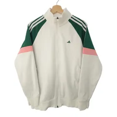 adidas アディダス フルジップ ジャケット ホワイト L トラックジャケット 配色デザイン 中古