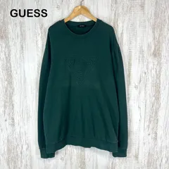 GUESS ゲス 立体 3Dロゴ 長袖 トレーナー スウェット ディープグリーン メンズ トップス