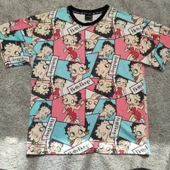 BETTY BOOP　ベティブープ  【サイズ】  L　半袖　Tシャツ　SHIRT　総柄　メンズ　中古　古着