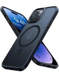 ★TORRAS iPhone 14/13 用 ケース【米軍進化耐久性・高精密 Magsafe対応】マグネット搭載 耐衝撃 ワイヤレス充電 半透明 マット 黄ばみなし ストラップホール付き マグセーフ対応 ブラック