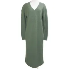 スライ SLY ニットワンピース ロング 長袖 Vネック フリーサイズ 緑 グリーン /X