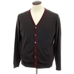 【中古】ジョンスメドレー JOHN SMEDLEY ハイゲージ ウール カーディガン ダークグレー系【サイズXL】【メンズ】