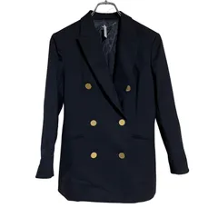  23区 ニジュウサンク テーラード ジャケット コート ネイビー 金ボタン レディース 30【ZK48】