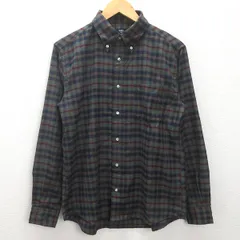 g■シップス/SHIPS 長袖BDシャツ/チェック柄【L】緑系/men's/13【中古】■