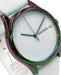 LACOSTE 腕時計 ピンク ホワイト ストライプ - メルカリ
