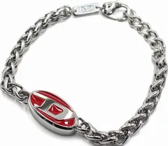 ブレスレット ディーゼル ステンレス チェーン19.5cm シルバー/レッド色 DIESEL bowl 31231QDX1445040
