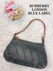 BURBERRY LONDON BLUE LABEL バーバリー　デニム　バッグ　刺繍　牛革