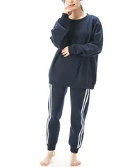 【最短発送】冬 秋 上下セット 長袖 裏起毛 長ズボン スウェット 綿混 暖かい レディース ルームウエア NISHIKI] 部屋着 [ON (S/M/L/LL)