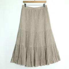 レリアン★細かいプリーツがおしゃれ♪ 光沢感のあるティアードスカート 大きいサイズ13+ ライトブラウン系 z17653