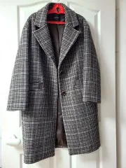 CHECK ウール ロングコート