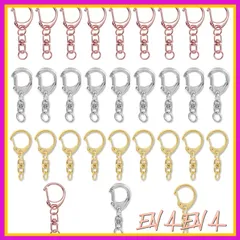 キーホルダー 金具 ナスカン キーホルダー パーツ ワンタッチキーホルダー 回転カン 丸カン付き ハンドメイド キーホルダーパーツ DIY 手作り 全長4.7cm 30入 3色 MOMI 1