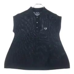 FRED PERRY (フレッドペリー) メッシュ ロゴエンブロイダリー ノースリーブポロシャツ ブラック FZ5413