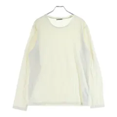JIL SANDER + (ジルサンダープラス) 裾ワンポイント 長袖Tシャツ ストレッチカットソー ホワイト JPUS706514
