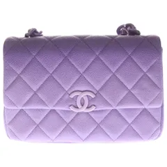 CHANEL (シャネル) マトラッセ チェーンショルダーバッグ ハンドバッグ パープル キャビアスキン パープル金具