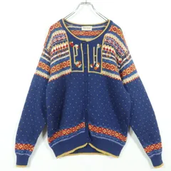 【美品】ピンクハウス★キュートなニットカーディガン ブルー系 お花&ロゴ入り ウール100！z17543