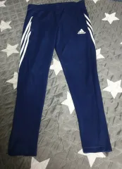 アディダス 3本線 サイドジップアップ スリム トラックパンツ ネイビー (M)