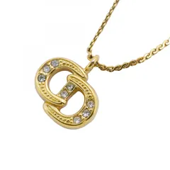 【6jab0642-k】クリスチャンディオール ネックレス CDロゴ GPメッキ ラインストーン ゴールド【中古】レディース