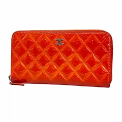 【6ba0951】シャネル 長財布 マトラッセ パテントレザー レッド シルバー金具【中古】レディース