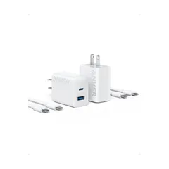 Anker Charger (20W, 2-Port) with USB-C & USB-C ケーブル 2個セット (20W USB-C＆USB-Cケーブル付属 2ポート急速充電器)【PSE技術基準適合/USB PD対応/PowerIQ搭載/コンパクトサイ 0