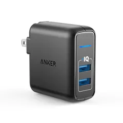 Anker PowerPort 2 Elite (USB充電器 24W 2ポート) 【PSE技術基準適合/PowerIQ搭載/折りたたみ式プラグ搭載/旅行に最適】 iPhone/iPad/Galaxy その他Android各種対応 (ブラック) 1