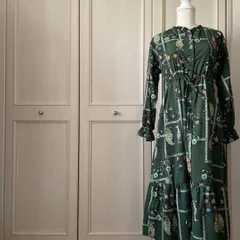 48 花柄 フラワー ワンピース シャツ ロング マキシ レトロ　総柄 お呼ばれ　デート　オフィスカジュアル　食事会　可愛い　お出かけ　上品