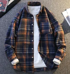 長袖シャツ メンズ カジュアルシャツ チェックシャツ ボタンダウンシャツ ビジネスシャツ ワイシャツ メンズシャツ チェック柄 ネイビー