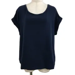 ジャーナルスタンダード JOURNAL STANDARD カットソー プルオーバー ラウンドネック 無地 袖ダブル 半袖 F 青 紺 ブルー ネイビー