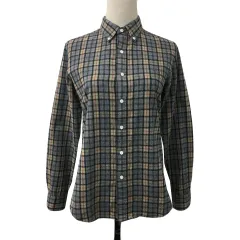 ジムフレックス Gymphlex シャツ ネル ボタンダウン チェック ロゴ 刺繍 長袖 14 グレー ベージュ