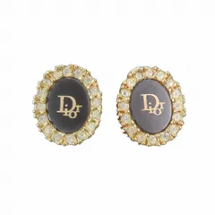 ヴィンテージ vintage クリスチャンディオール Christian Dior イヤリング ロゴ サークルモチーフ ラインストーン アクセサリー ゴールド/2EKM3 レディース