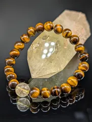 【幸運・金運財運・願望実現・直感力】ルチルクォーツ イエロータイガーアイ 8mm 親玉10mm 高品質 ブレスレット