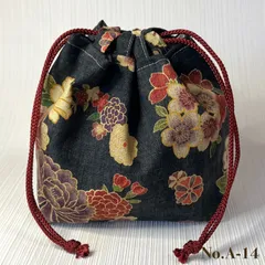 【No.巾着袋A-14】和風　花柄　巾着袋