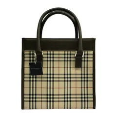 BURBERRY バーバリー ハンドバッグ レディース ノバチェック レザー ミニトート 西川製 ブラウン 中古 T1